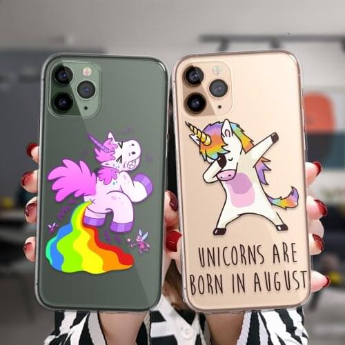 Cute Clear Phone Case For iPhone 12 11 Pro XS Max 6S 8 7 Plus X XR 5S SE 2020 12Mini Unicorn Horse Soft TPU Silicone Cover