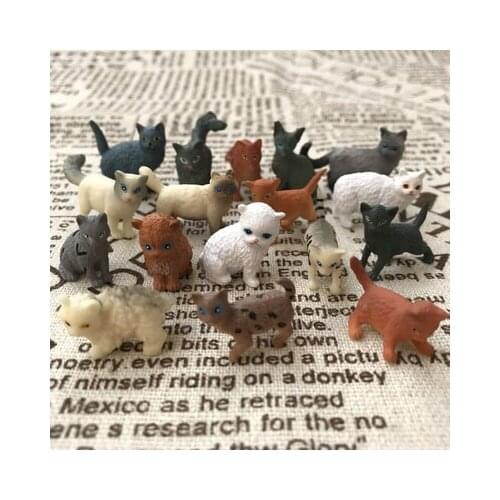 Super mini pvc figure Simulation animal model moss micro landscape kitten puppy doll model deco ration toy 17pcs/set