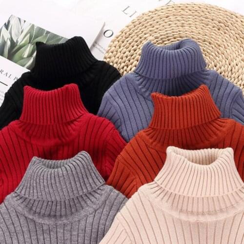 Autumn Winter Baby Toddler Teen Girls Sweater Turtleneck Tops Long Sleeve Kids Pullover Sweaters Children Knitted Solid Clothes