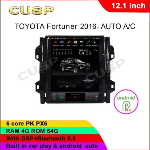 Tesla Style Android 9.0 4G+64 Car GPS Navigation Carplay For TOYOTA Fortuner 2016- Car Auto Stereo Multimedia Player Head Unit