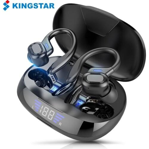 KINGSTAR TWS Bluetooth Earphones Wireless Headphones With Microphones Ear Hook LED Display Stereo Earbuds Waterproof Headsets
