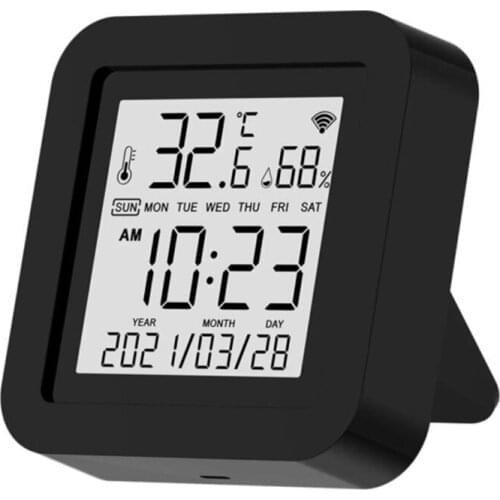 Smart Wifi Temperature Humidity Monitor,Wireless Temperature Humidity Sensor For TUYA APP Control,Wifi Thermometer,Black