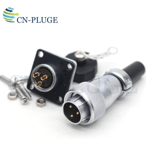 WEIPU WS16 Square Flange 16mm Chassis Panel Mount 3 pin Metal Aviation Circular Cable Connector IP67