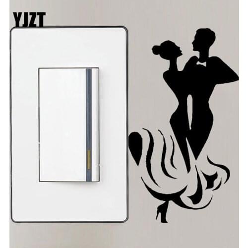YJZT Dancing Couple Waltz Personality Bedroom Vinyl Wall Sticker Light Switch Decal 8SS-2499