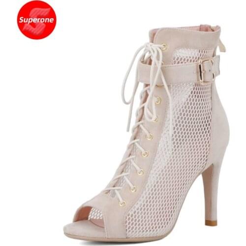 Superone Size 32-43 Women High Heel Sandals Thin Heel Zipper Women Sandals Fashion Sexy Party Shoes Women Club Footwear