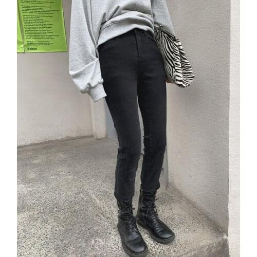 2021 New Black Jeans Woman High Waist Spring Streetwear Vintage Skinny Pencil Pants Washed Casual Y2k Femme Denim Trouser