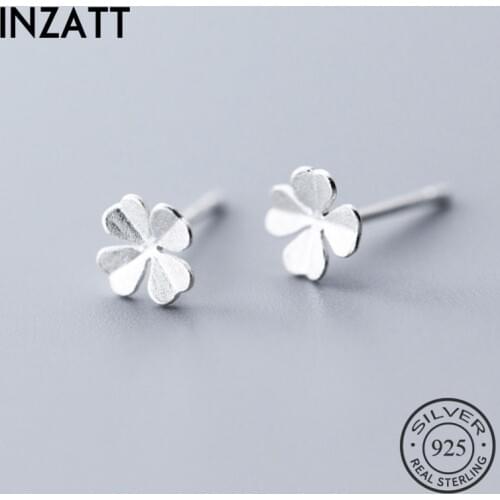 INZATT Real 925 Sterling Silver Geometry Flower Stud Earrings Fashion Women Fine Jewelry Party Minimalist Cute Accessories Gift