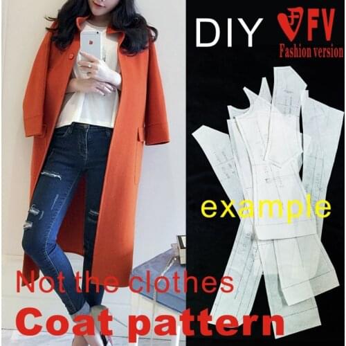 Ladies stand-collar double-sided woolen fleece coat pattern hand-sewn drawing 1:1 garment pattern BFY-179