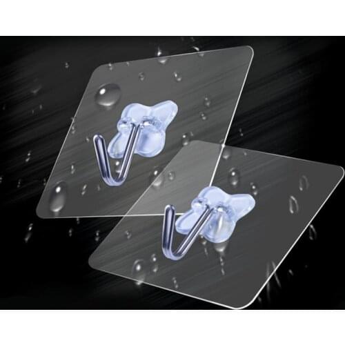 1/10PCS Anti-skid Hooks Reusable Strong Sticky Traceless Transparent Kitchen Bathroom Wall Hook Multi-Purpose Hooks