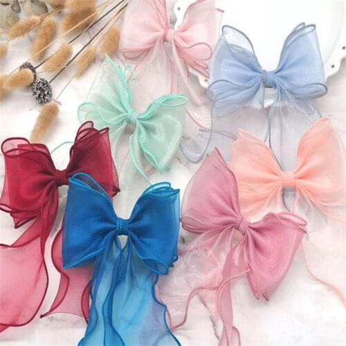 10pcs/lot new handmade hair accessories 3layer yarn versatile long streamer bow hair ring hairpin hair clip spring clip hairpin