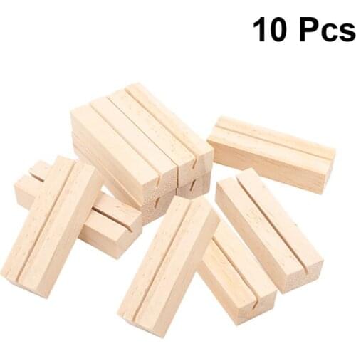 10 Pcs Business Holder Wooden Rectangle Shaped Photo Stand Picture Holder Handmade Memo Holder Wooden Card Holder