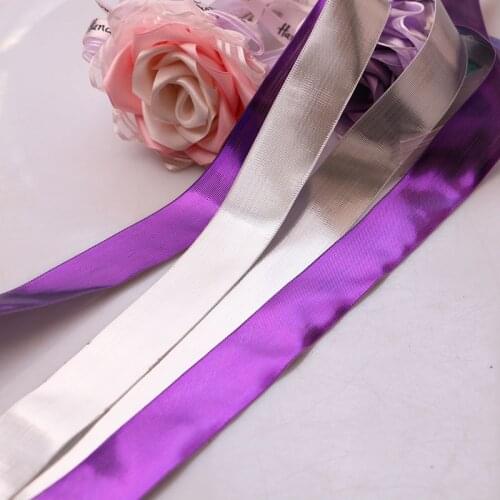 10Yard/Rolls 25mm Pretty SilkPurple Silver Double Face Transparent Ribbon For Wedding Party Decoration Crafts Gift Packing Belt