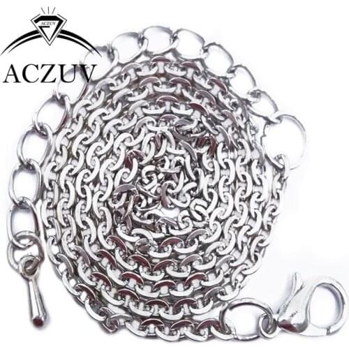 100pcs 20 to 80cm Rhodium Plated 2mm Flat Cable Metal Chain Necklaces Bracelets with Lobster Clasp Extender FCC003