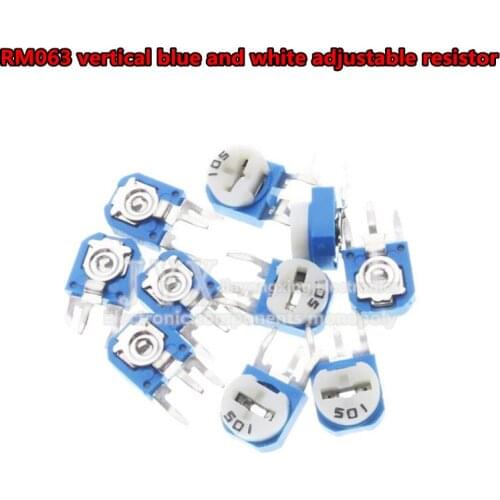 13 kinds * 5pcs= 65pcs RM063 vertical blue white adjustable resistor kit 100 ohm -1M ohm