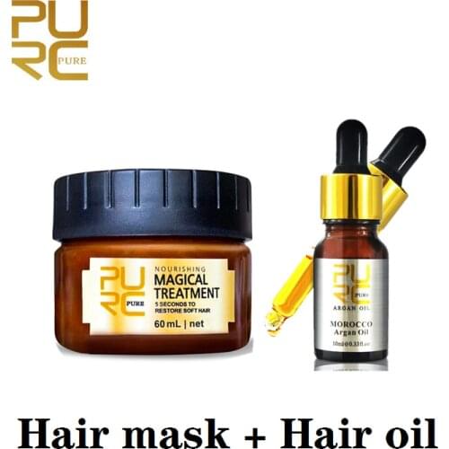 PURC Magical Hair Mask 5 Seconds Repairs Argan Oil Repair Damaged Hair Moisture Smooth Hair Treatment Hair Care Product 2PCS