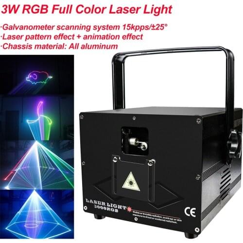 3D Full Color Laser Light RGB Colorful DMX 512 Scanner Projector Party Xmas DJ Disco Show Lights Club Equipment Beam Moving Ray