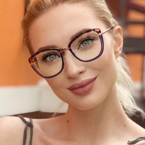 80112 TR90 Anti Blue Light Cat Eye Glasses Frame Spring Leg Optical Fashion Computer Glasses for Men Women