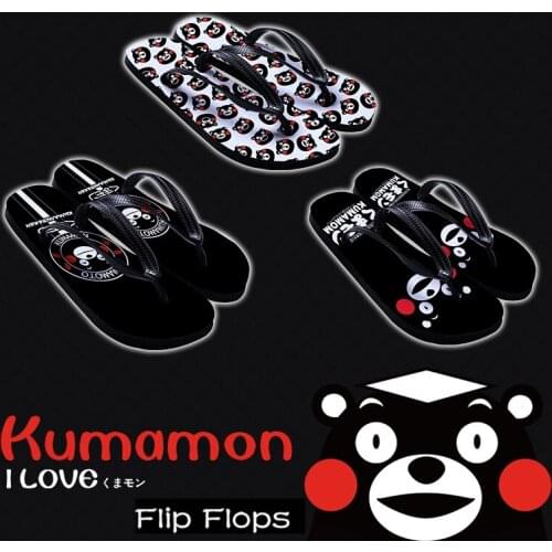 Anime JK Kumamon Ken Cosplay Shoes Cute Flat Flip Flops Cartoon Bear Daily Beach Sandals Home Slippers Woman Men