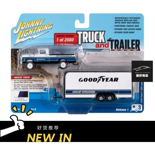 Johnny lightning 1:64 1959 FORD F-250 with enclosed car trailer GOODYEAR limited 2500 Collection of die-cast alloy car models