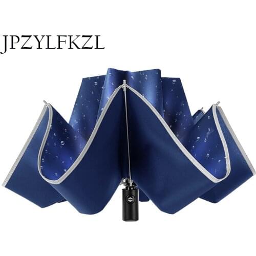8k Reflective Big Parapluie Inverse Umbrella For Car Business Foldable Umbrella Rain Men Women Automatic Reverse Umbrellas Stron