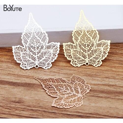 BoYuTe (10 Pieces/Lot) 50*48MM Metal Brass Hollow out Leaf Pendant Corrosion Sheet Diy Hand Made Jewelry Accessories