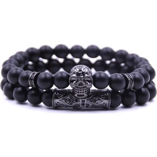 New Arrival Skull Bracelet femme Friends Natrual Stone Beads Bracelets For Women Men Jewelry Pulseras Mujer bracciali uomo