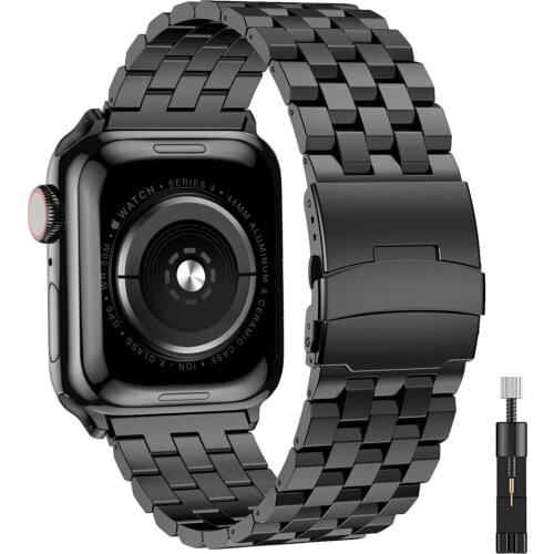 Heavy link Bracelet for apple watch 6 se 44mm 40mm Stainless Steel band for iwatch series 5 4 3 42mm 38mm strap men smart correa