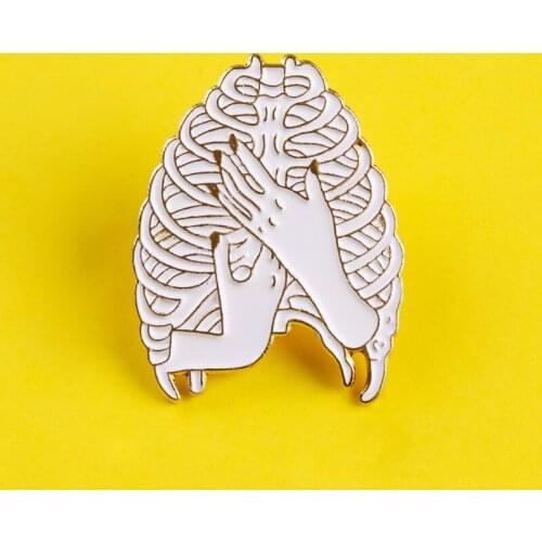 Punk Accessories Finger Skeleton Black And White Clothes Lapel Pin Brooches Clothes Icon Metal Pins For Clothes Gift Decoration