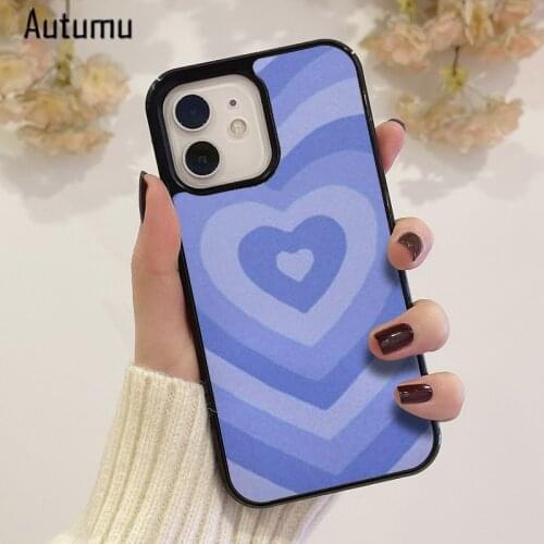 Phone Case for iPhone 12 mini X XS XR 11 Pro Max SE 2020 5 6S 7 8 Plus Samsung Galaxy S9 S10 S20 S21 Blue Hearts Aesthetic Cover