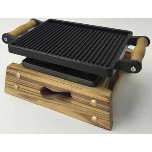 Mini cast iron barbecue grills bbq grill for home picnic restaurant hotel teppanyaki table top barbecue stove 024-2