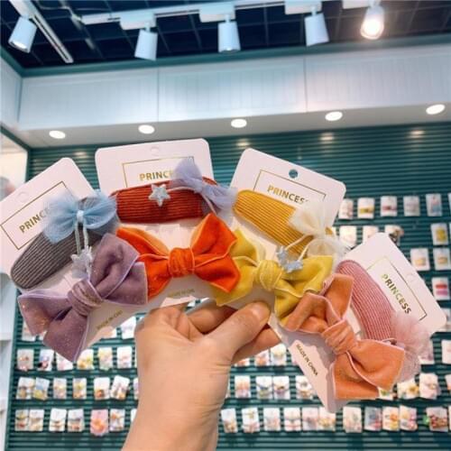 Korean Style Childrens Velvet Bow Hairpin Cute Little Girl Lace Hair Clips Hair Pins Baby Clip Toddlers Kids Barrettes Headdres
