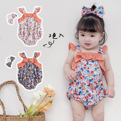 Baby One-piece Clothes Newborn Summer Girl Cotton Flower Climbing Clothing Triangle Romper Bodysuit 0-3 Years Old