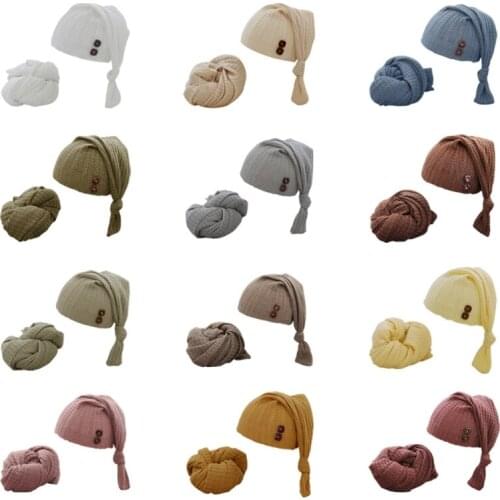 Infant Baby Hat Blanket Photo Picture Taking Background Studio Accessories Soft Stretch and Wrap Props