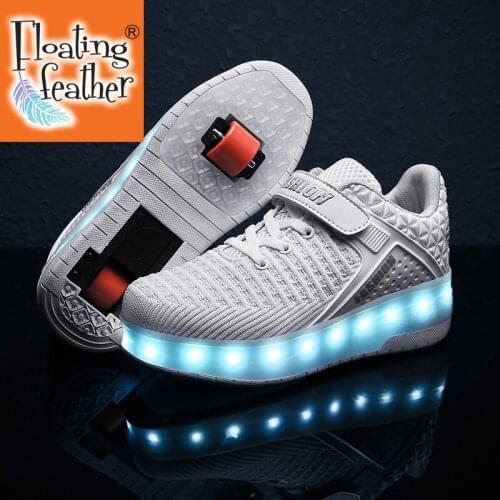 2021 New 29-42 USB Charging Children Sneakers With 2 Wheels Girls Boys Led Shoes Kids Sneakers With Wheels Roller Skate Shoes