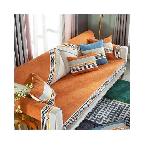 Chenille sofa cushion, universal non-slip solid color sofa cover for all seasons, Nordic style light luxury cover cloth towel