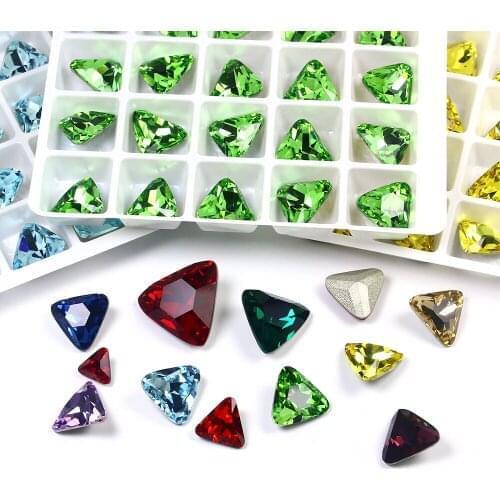 High Quality Pointed Back Gems K9 Glass Fancy Stone Triangle Crystal Rhinestone Loose Stones For DIY Jewelry Decoration Crafts