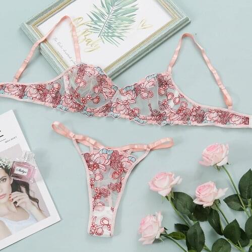 Erotic Lingerie Womens Underwear Set Floral Lingerie Transparent Erotic Costumes Sexy Bra Set Underwear For Women