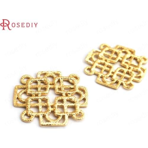 F086)4 pieces 29x29mm 24K Gold Color Brass Square Charms Pendants High Quality Diy Accessories Jewelry Findings