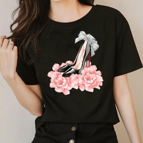 T Shirt Women Flower Print Graphic Tee Kawaii Top Female Clothes Casual Harajuku Vintage Aesthetic Streetwear Floral Shirt
