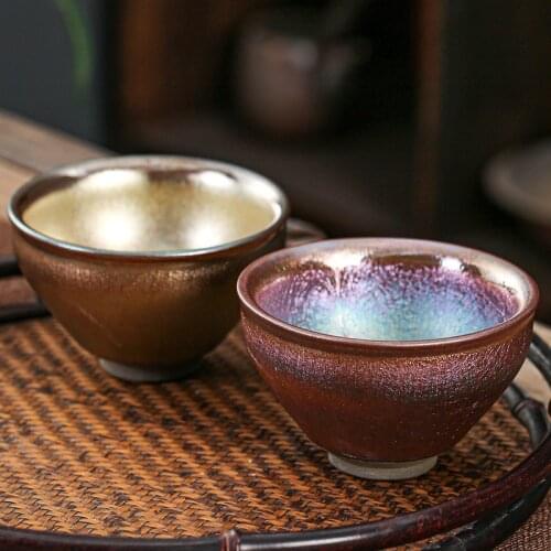 Jianyang Jianzhan Tea Cup Colored Gold Drops of Oil Tianmuzhan Raw Ore Iron Tire Couple Cups Tea Bowl Kung Fu Teacup