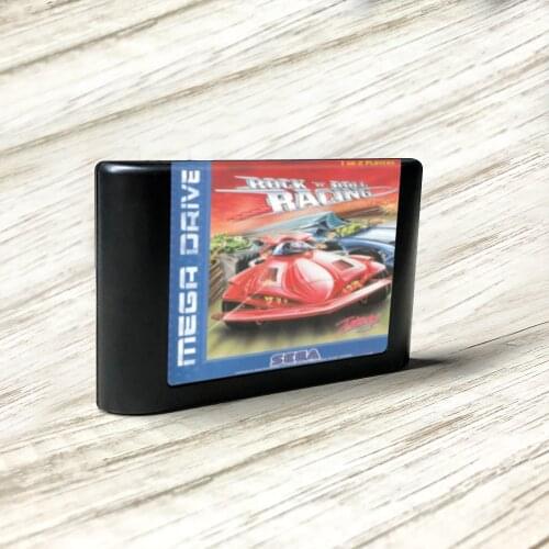 Rock n' Roll Racing - EUR Label Flashkit MD Electroless Gold PCB Card for Sega Genesis Megadrive Video Game Console