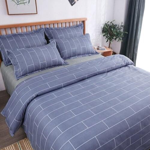 Classic Grid Bedding Set Quilt Cover Pillowcase Duvet Cover Sets Gray King Queen Double Single Full Size Bed Linens Home Textile
