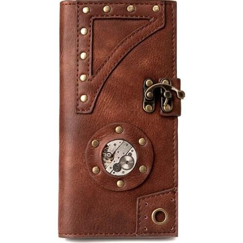 Steampunk Women and Men Wallet Long Large Capacity Double Zipper Hand Wallet Women Double Layer Fashion Punk Wallet Punk Purse