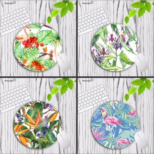 Mairuige Flamingo And Leaf 20x20cm 22X22CM Good Round Gaming mouse pad Home Computer Skid table mat can DIY Your photos mat