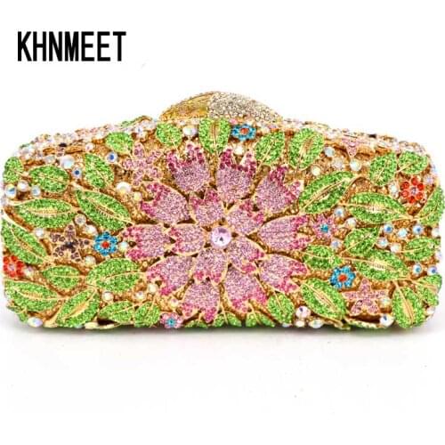 LaiSC Luxury diamond Clutch bags evening party bag women Dinner pochette ladies flower soiree purse customized evening bag SC098
