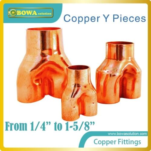 Excellent quality copper Y pieces are installed in VRV air conditioners/multi-evaporators cooling systems as less pressure drop