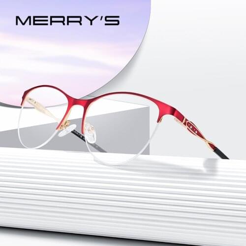 MERRYS DESIGN Women Cat Eye Glasses Frame Fashion Ladies Eyeglasses Retro Half Frame Myopia Prescription Optical Eyewear S2142