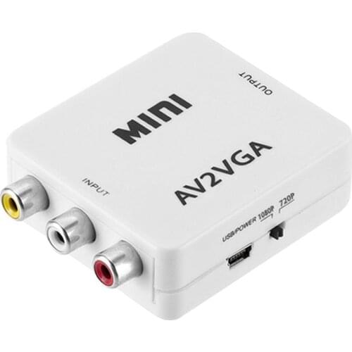 Mini HD AV2VGA Video Converter Convertor Box AV RCA CVBS to VGA Video HDTV Adapter with USB Line For PC to TV HD Computer to TV