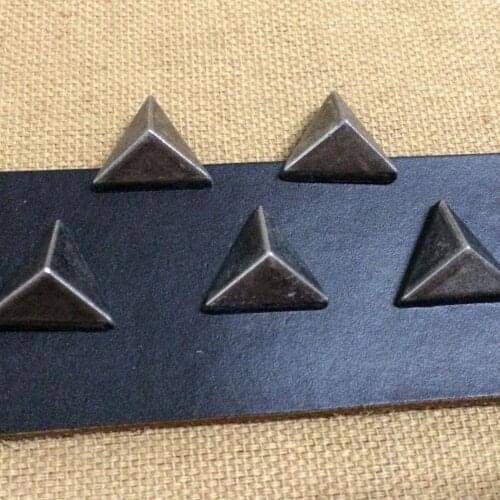 New Coming 50PCS 16MM Antique Silver Trigon Studs Rivet Punk Spike Shoes Belt Bag Bracelets Accessories Leather Craft