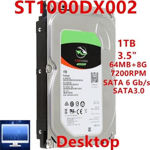 New SSHD For Seagate Brand 1TB 3.5" SATA 6 Gb/s 64MB+8G 7200RPM For Internal Hard Disk For Desktop HDD For ST1000DX002